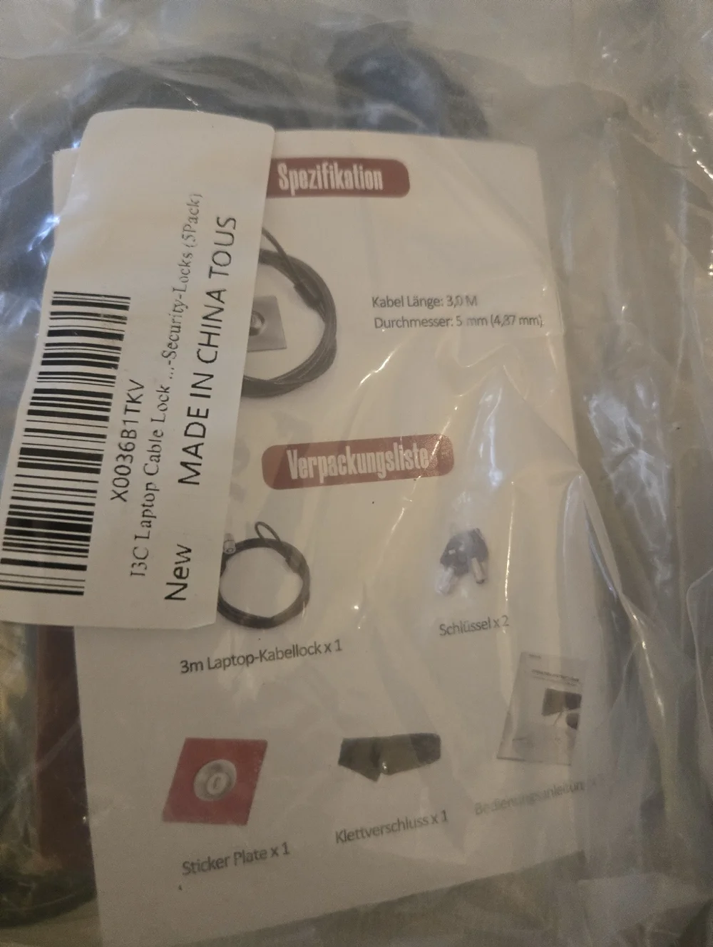 3-5 Pack 13c Laptop Cable Locks